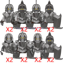 (XP427-XP434-16PCS) Średniowieczny wojskowy MOC żołnierz klocki do budowy figurki anime broń ork elf