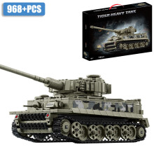 (Czołg Tiger z pudełkiem) Wojskowy czołg podstawowy Leopard 2A7 z II wojny światowej, żołnierze, klocki