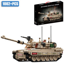 (M1 z pudełkiem) Wojskowy czołg podstawowy Leopard 2A7 z II wojny światowej, żołnierze, klocki, klocki