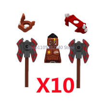 (N816-10PCS) Średniowieczny wojskowy MOC żołnierz klocki budowlane figurka anime broń ork elfi strażnik
