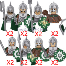 (XP355-XP362-16PCS) Średniowieczny wojskowy MOC żołnierz klocki do budowy figurki anime broń ork elf