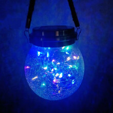 (4 Multi-Colors) 30 LEDs Solar Crackle Glass Lantern Outdoor Hanging Lights
