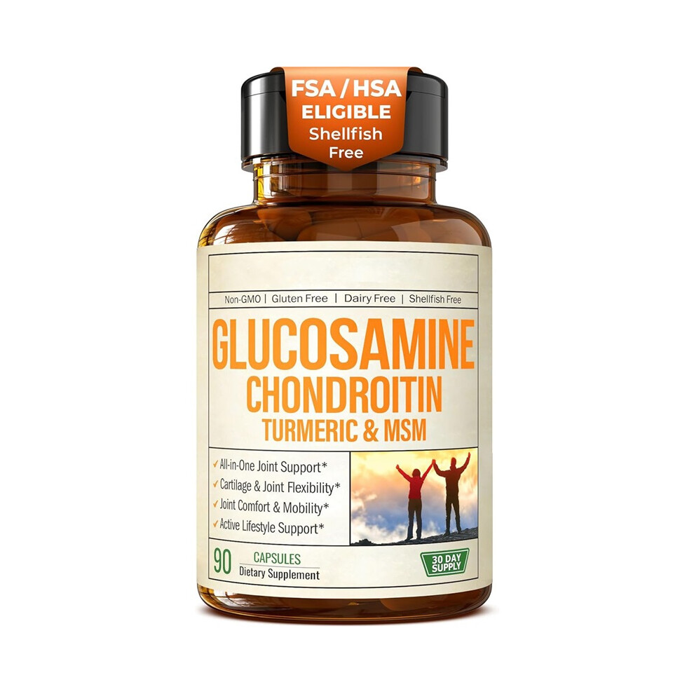 (3PCS) Glucosamine Chondroitin Turmeric & MSM Joint Support 90ct Friendly Supplement