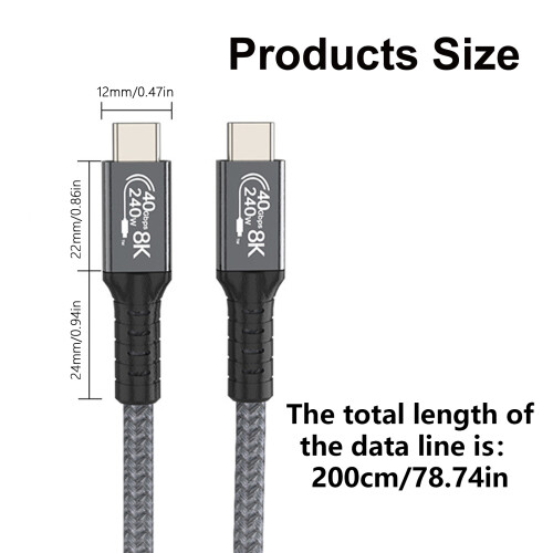 USB4-Kabel, 240 W, 40 Gbit/s, Datenübertragung, 8K@60 Hz,-1,2m 2