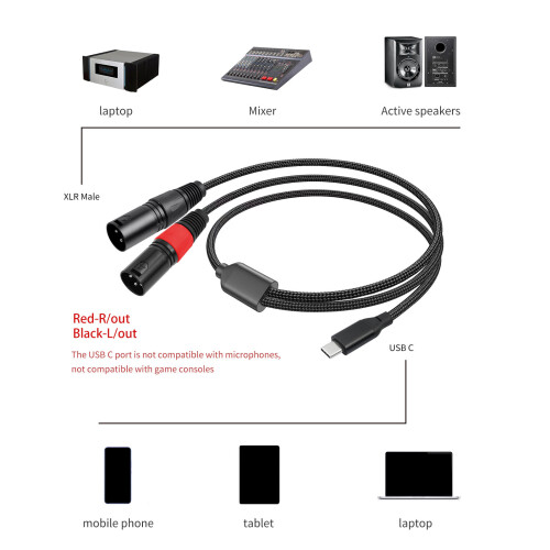 USB-Typ-C-zu-3-Pin-Stecker-Ausgangs-Stereokabel-Konverter-Adap-2m 2