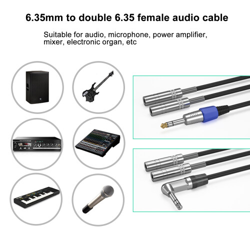6,35-mm-Stereo-Splitterkabel, Stecker auf-10m Ellenbogen 2