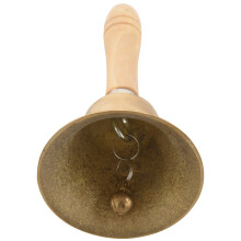 Solid Brass Wooden Handle School Reception Dinner Wood Shop Hotel Hand Bell Gold