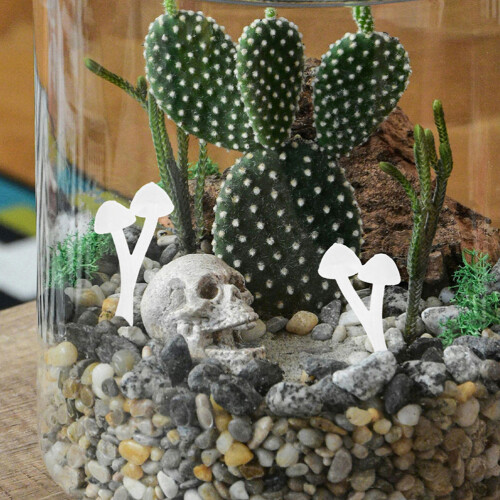 12Pièces Champignons Résine Blancs Figurines Miniatures Décor 2
