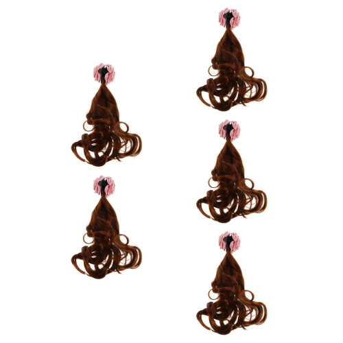 5Pièces Extensions Colorées Clips Fleurs Bouclés Marron Femme 1