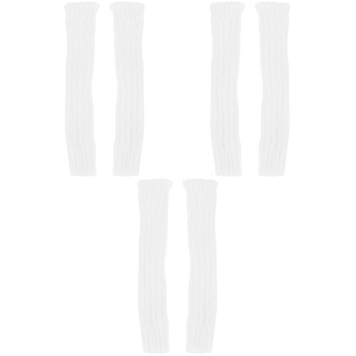 3Paires Mitaines Tricotées Blanches Chaudes Hiver 1