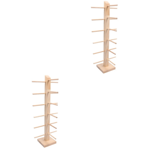 2Pièces Porte-Lunettes Khaki En Bois, Support De 6 1