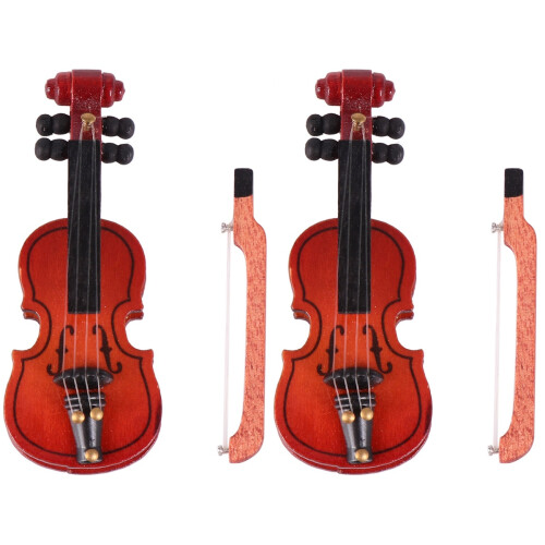2Pièces Mini Violons Simulation Marron Décoration Maison De 1