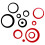 48Pièces Stickers Cercle Noir Rouge Décor DIY 7