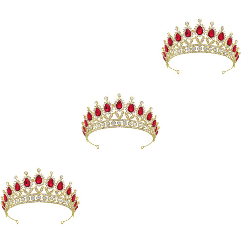 3Pièces Accessoire Rouge Cristal Tiare Mariage Élégant