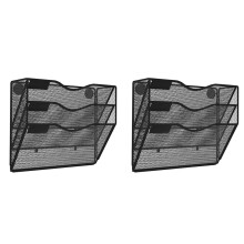 2X 3 Tier Magnetic File Holder No Drilling No Mounting Magazine Organizer Cabinets Mail Folder for Refrigerator Office
