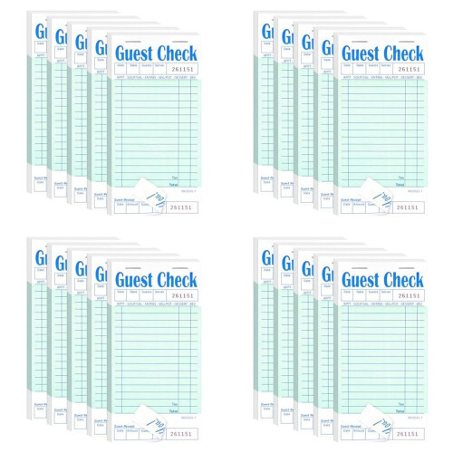 20 Pack Guest Check Books, Server Note Pads for Restaurant, Green Waiter Checkbook, Restaurant Order Pad 50 Sheets/Pack