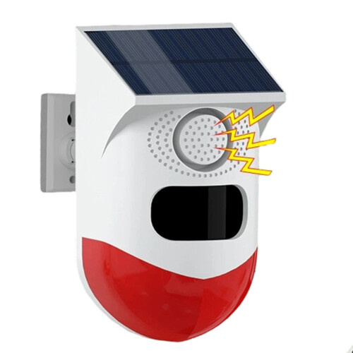 Solar Strobe Alarm Light with Motion Sensor Siren Outdoor Alarm Siren with Remote Controller Security Siren Light 1