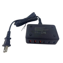 Snelladerblok, GaN 6-Poorts USB CA-Laadstation, 100W Multiport Type C-Wandlader met Stekker (VS-Stekker)