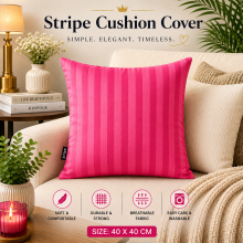 (Pack of 2, Hot Pink) 40x40cm Striped Microfiber Cushion Covers | Extra Large Throw Pillow Covers for Sofa & Bed