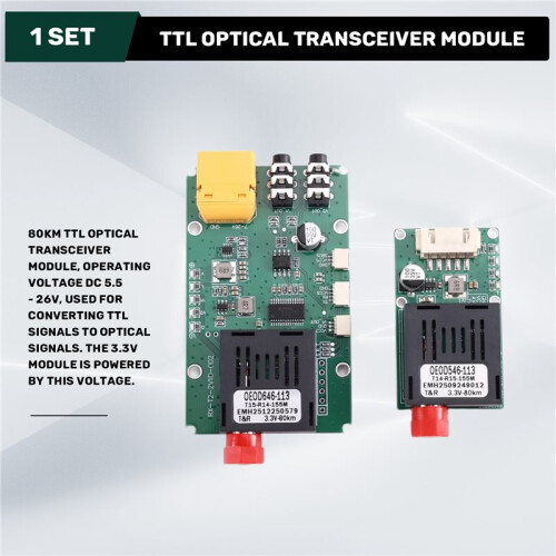 80KM TTL Optical Transceiver Module Kit TX RX Optical Terminal Equipment Drone-Specific  5.5-26V 1