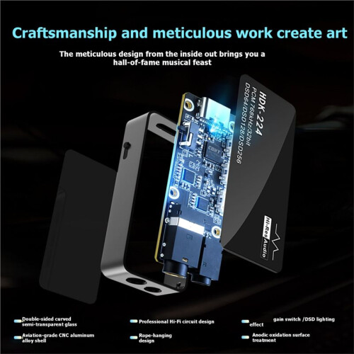 HDK-224 (HiFi Digital Audio Decoder) Tragbarer Typ-C DAC-Verstärker mit Kleinem Dongle, HiFi-Verlustfreier Audio-Decoder 1