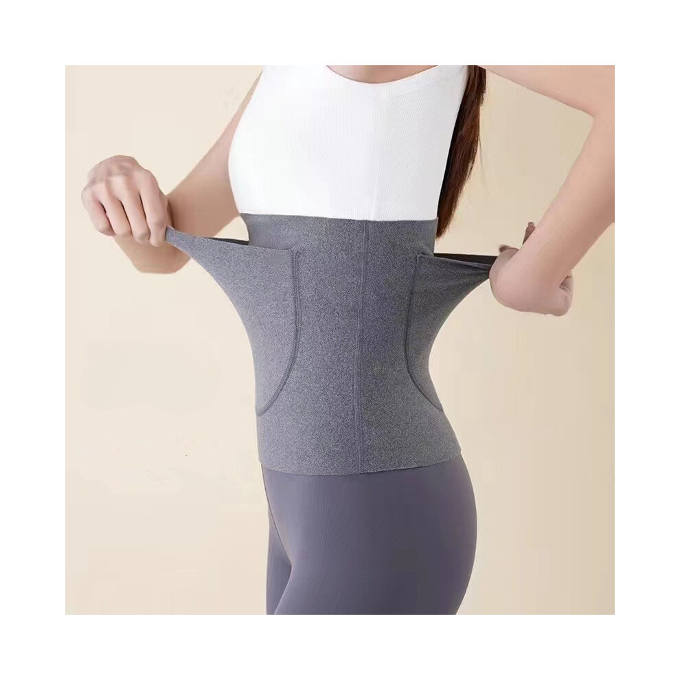 Grey (Grey) Double Pocket Waistband For Warmth In Autumn And Winter Velvet Thick Cotton For Warmth Warm Belly And Stomach Protection