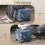 Homcom (Blue) HOMCOM Small Ottoman with Side Pocket Living Room 4