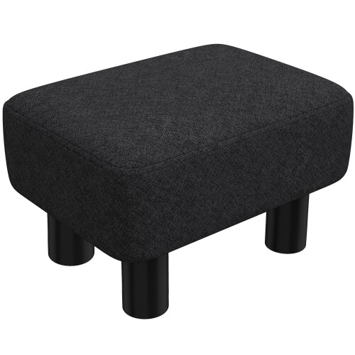 Homcom (Black) HOMCOM Chic Linen Fabric Foot Stool Ottoman Cube with Legs 1