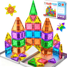 Subtail Mini Magnetic Tiles 54PCS - Travel Building Toys for Kids Ages 3+