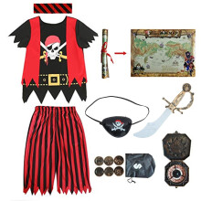 Sincere Party Kids Pirate Costume,Pirate Role Play Dress Up Set for kids Size 3-4,5-6,7-8,8-10
