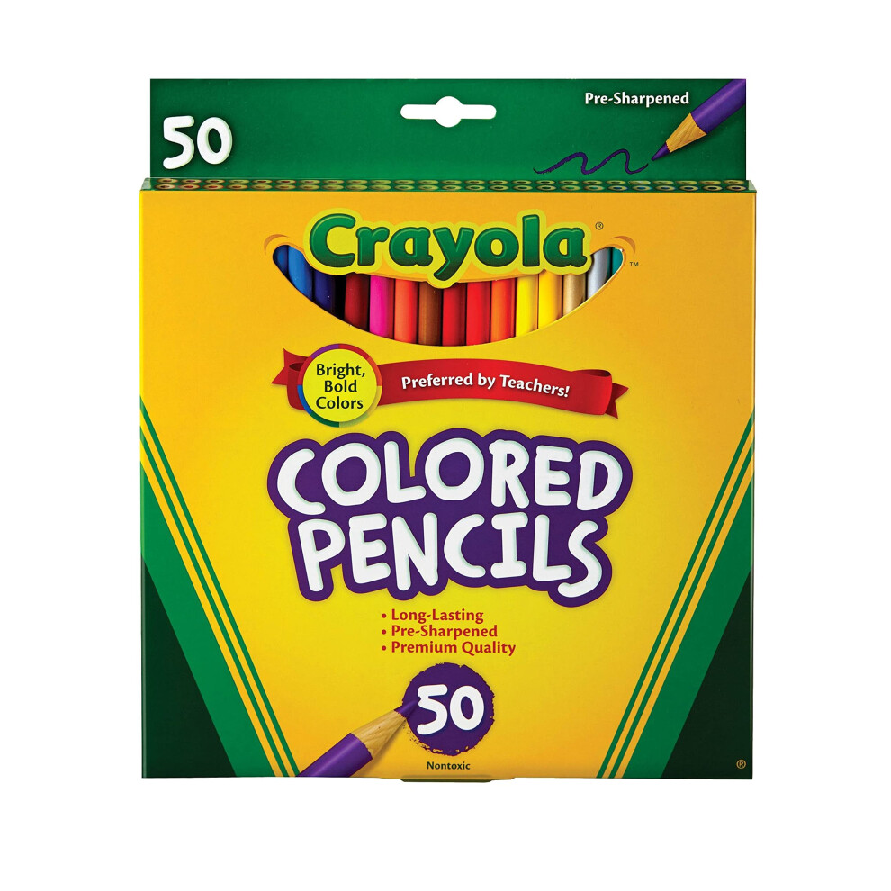 Crayola Wooden Colored Pencils Art Tools Perfect For Schools, Art Projects And Adult Coloring (Multicolor, 50 Count, 50 Pencils)