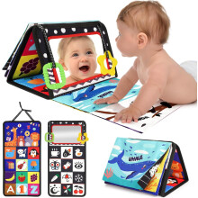 URMYWO Tummy Time Toys Black and White Baby Sensory Toys with Mirror Teething, Newborn Essentials, Baby Toy Gift for 3+ Months Ideal for Playmat, Cri