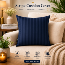 (Pack of 2, Navy) 40x40cm Striped Microfiber Cushion Covers | Extra Large Throw Pillow Covers for Sofa & Bed