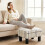 Homcom (Multicoloured) HOMCOM Chic Linen Fabric Foot Stool Ottoman Cube with Legs 1