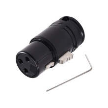 Kompakter XLR-Mikrofon-Lötadapter, Buchse auf Buchse, 3-Polig, Schwarzes Gehäuse, XLR-Lötanschluss, Buchse