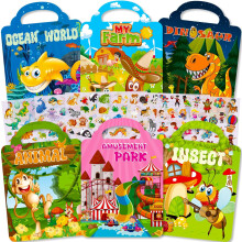 6 Reusable Sticker Book for Toddlers 2+ Years,300+ Puffy Stickers