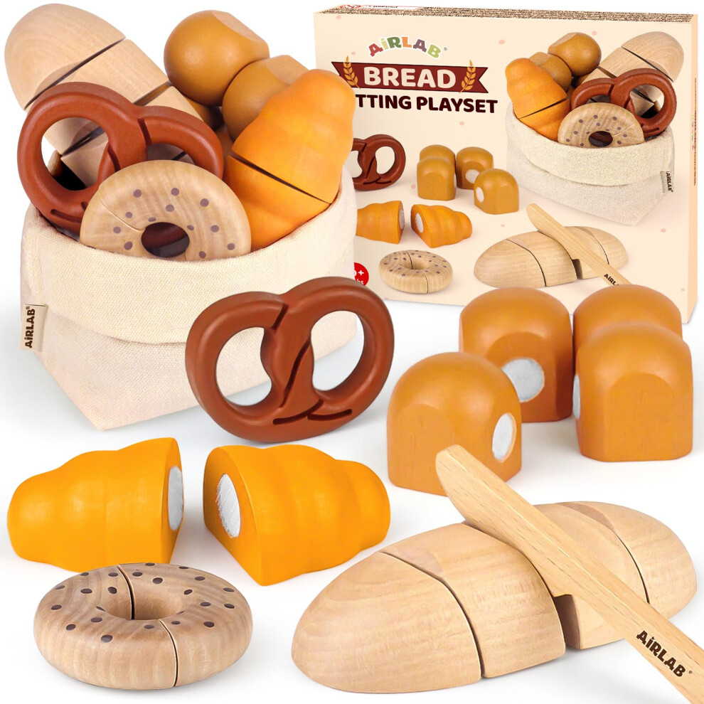 Airlab Wooden Bread Cutting Play Food Role Play Kitchen Toy Accessories