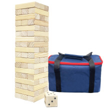 Wooden Tumble Tower Game Toppling Block Stacking Game Timber 54pc Outdoor Yard Games for Family (Big-1.48FT)
