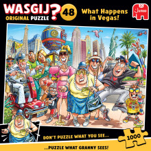 Wasgij Original 48, What Happens in Vegas! - 1000 Piece Jigsaw Puzzles for Adults - Challenging, Brainteasing 1000Pc Adult Puzzle - 100% Recycled Car