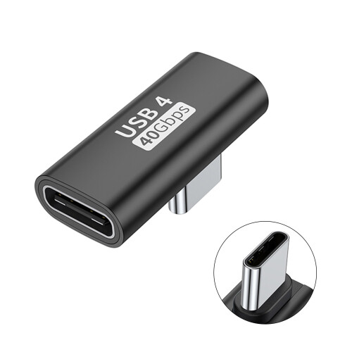 90-Grad-USB-C-auf-USB-C-Adapter, 40-Schwarze Seitenbiegung