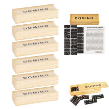 DAY Republic 6pk Dominoes in Wood Box Dominoes Set for Children Wooden Tin