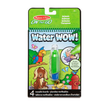 Melissa & Doug On the Go Water Wow! Reusable Water-Reveal Activity Pad - Animals Stocking Stuffers, Mess Free colouring For Toddlers Ages 3+, Travel