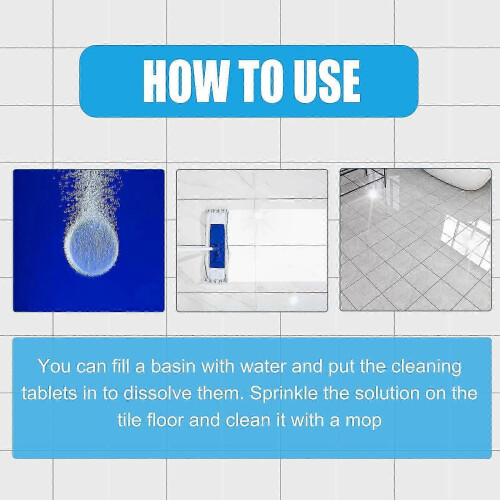 Tile Cleaning Tablets - Effective Marble & Bathroom Decontamination, Fresh Lemon Scent, Easy to Use 2