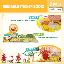 GUYUCOM 2 Pack Reusable 3D Sticker Book for Kids, Portable, Waterproof, Suitable for Boys and Girls Ages 2 and Up, Children's Gift Toys for 2 3 4 5 6