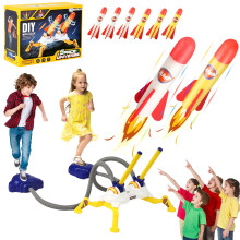 TODARRUN Space Rocket Launcher for Kids,6 Rockets and Multi Player Adjustable Catapult Launcher Stand(3 LED Rockets,3 Foam Rockets), Birthday Gift To