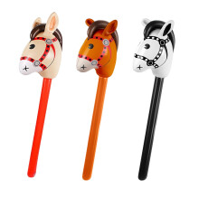 3Pcs Inflatable Horse Stick, Inflatable Hobby Horse Set Black Red Brown 21x95cm Pony Stick Party Props Suitable for Horses Themed Birthday Parties De