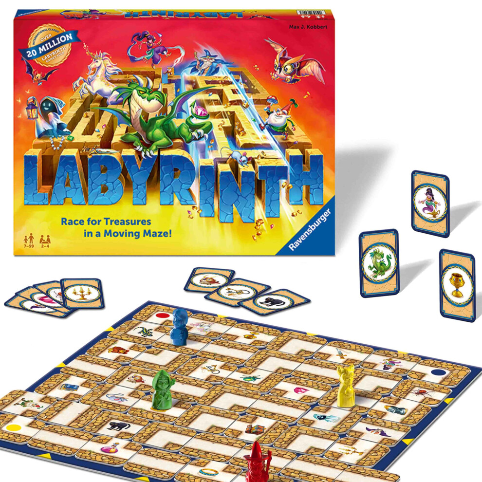 Ravensburger Labyrinth Moving Maze Family Board Game For Kids And Adults Age 7+ | Classic Strategy Maze Game For 2–4 Player For Boys And Girls | Awa