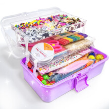 obqo 3000+ Pcs Art and Craft Box for Kids, Toddler Kids Craft Set Included Pipe Cleaners, Pom Poms, Feather, Folding Storage Box
