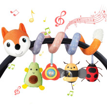 Vicloon Spiral Pram Toys, 0-6 Months Newborn Sensory Toys, Plush Activity Rattle Hanging Toy for Boys Girls, Gift for Newborn Infant Baby (Orange Fox