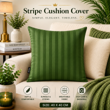 (Pack of 4, Olive Green) 40x40cm Striped Microfiber Cushion Covers | Extra Large Throw Pillow Covers for Sofa & Bed